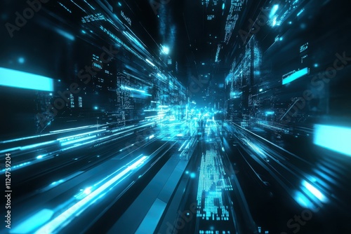 Wallpaper Mural Futuristic financial graph glowing blue and cyan colors digital data visualization Torontodigital.ca