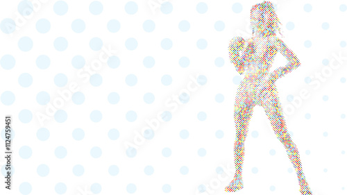 A silhouette vector from colorful dots of a boxer athlete exercise routine