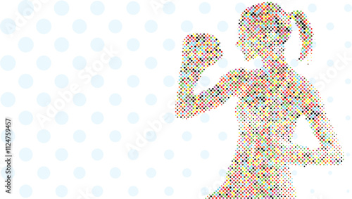 A silhouette vector from colorful dots of a boxer athlete exercise routine