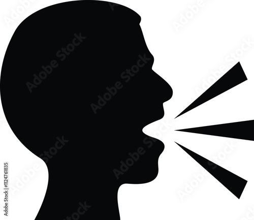 Speaking Head Icon - Shouting or Complaining Person Symbol