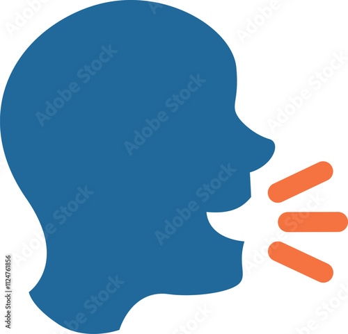 Speaking Head Icon - Shouting or Complaining Person Symbol photo