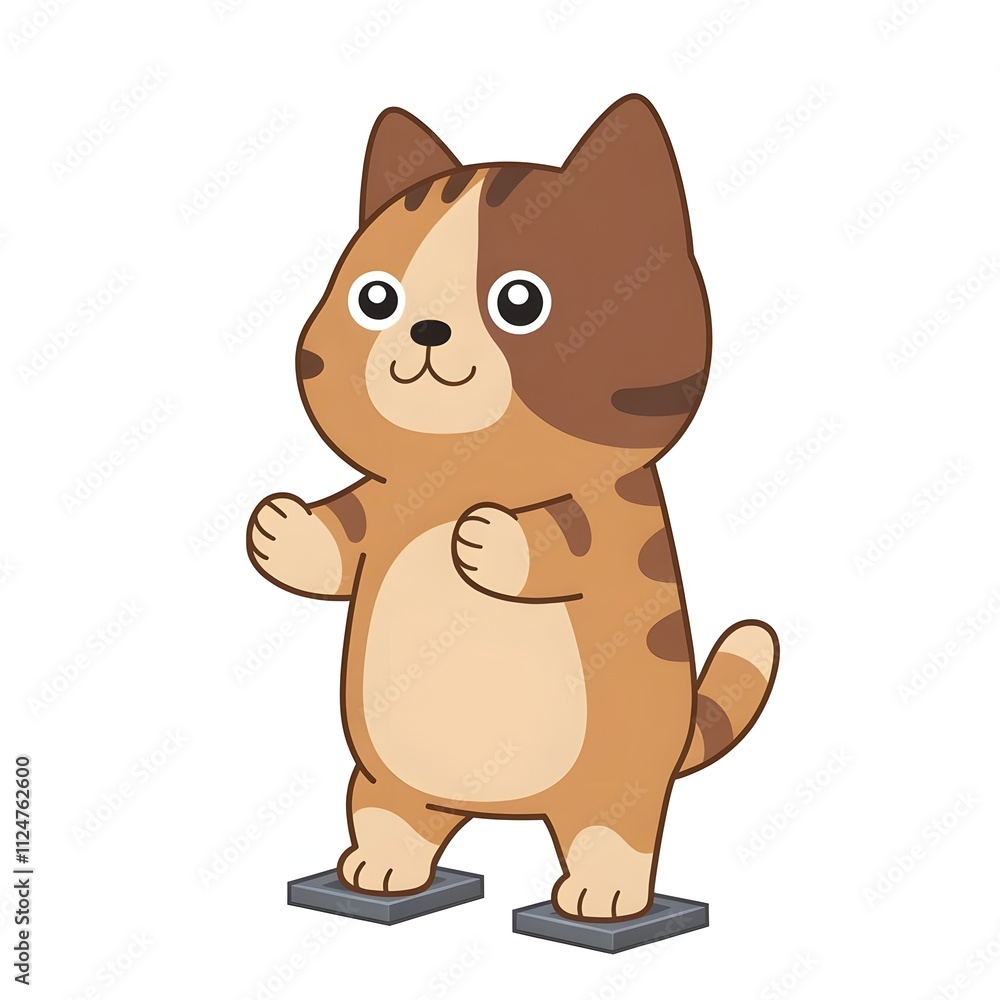 Obraz premium Cute cartoon cat character standing