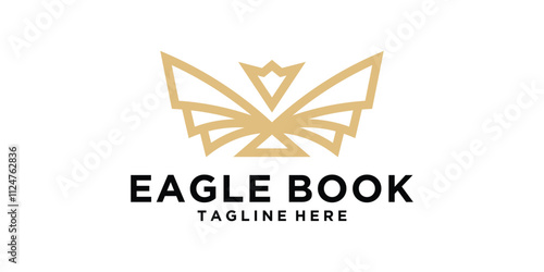 logo design book and eagle,fly,animal,symbol,icon,idea,creative.