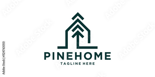 logo design pine and home,real estate,mortgage,symbol,icon,idea,creative.