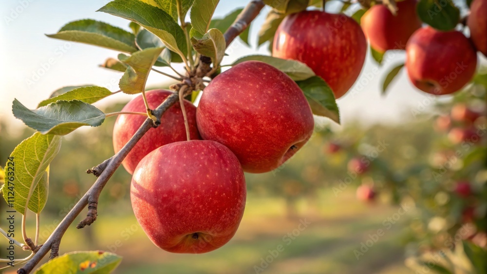Sunlit Orchard Apples Close-Up Composition Sunlit Orchard Apples Close-Up Composition