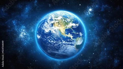 A stunning Earth seen from orbit, glowing blue against a dark sky, with the first rays of sunlight breaking over the edge.