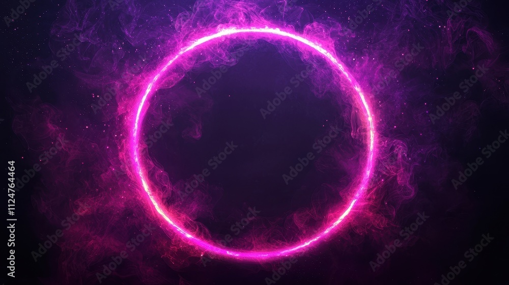 Obraz premium Glowing Purple Smoky Circle with Sparkles on Dark Background