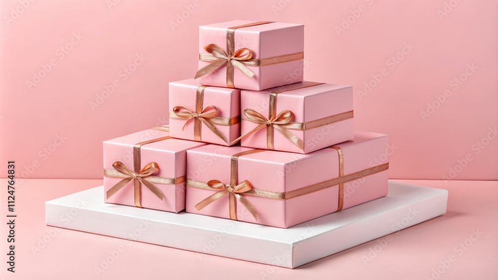 Obraz premium Pink Gift Pyramid Rose Gold Accents and Minimalist Design