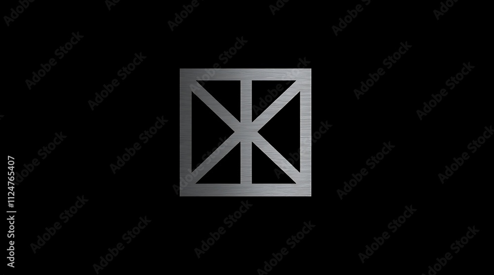 Abstract Geometric Square: A minimalist grayscale image featuring a square with an intricate, symmetrical internal structure against a black backdrop. Abstract Geometric Square: A minimalist grayscale image featuring a square with an intricate, symmetrical internal structure against a black backdrop.