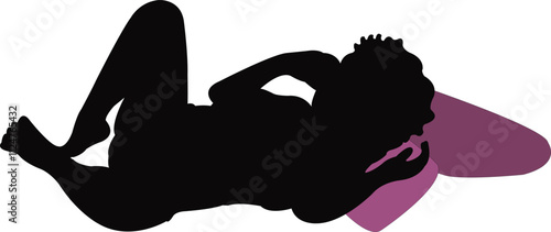 a girl lying down , silhouette vector