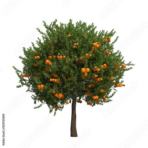 orange tree isolated on transparent png background - 3D Illustration