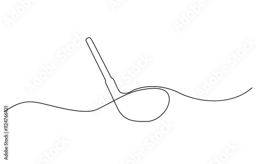 Golf putter continuous one line drawing, Golf line icon, Golf Club, One continuous line drawing of Golf sports vector illustration, Golf putter abstract one line icon drawing.