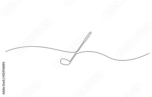 Golf putter continuous one line drawing, Golf line icon, Golf Club, One continuous line drawing of Golf sports vector illustration, Golf putter abstract one line icon drawing.
