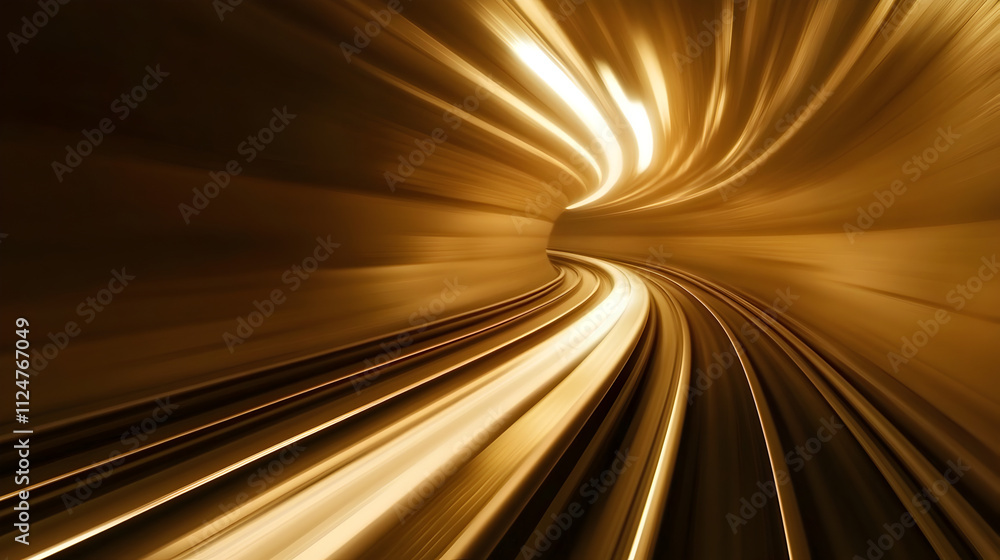 A high-speed train speeding through a tunnel with glowing lights and the motion blur of the surroundings. High-speed train in motion. A high-speed train speeding through a tunnel with glowing lights and the motion blur of the surroundings. High-speed train in motion.