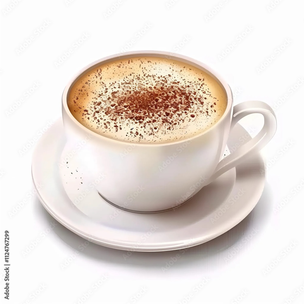 cup of cappuccino White Background Generative AI. cup of cappuccino White Background Generative AI.