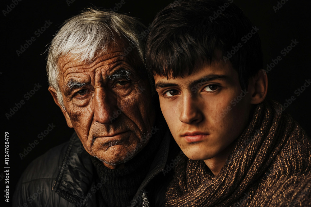 Portrait of two generations showcasing deep connection and emotion Portrait of two generations showcasing deep connection and emotion