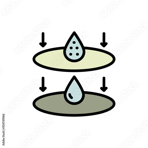 Water filtration color icon. Rain drops, H2O molecule, purification filter, pure aqua vector illustration. Flat pictogram for drink. Simple vector Isolated on white background.