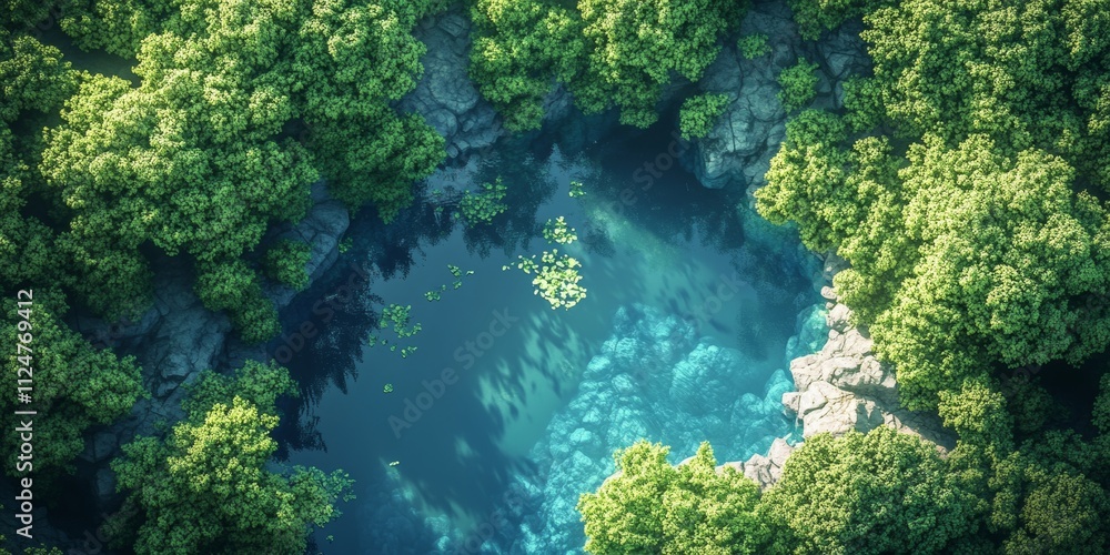 A forest with a lake in the middle A forest with a lake in the middle
