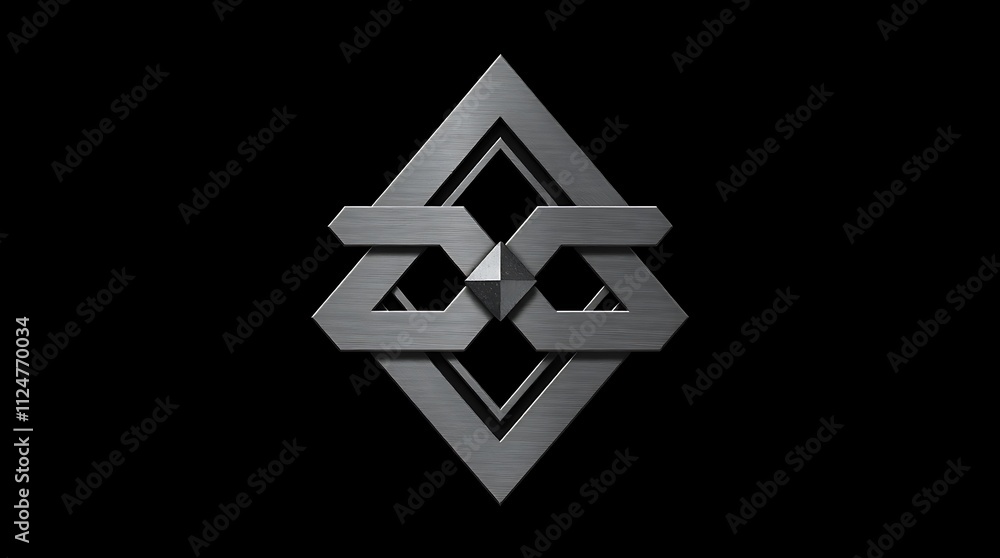 Abstract Metallic Emblem: Geometric Design Abstract Metallic Emblem: Geometric Design
