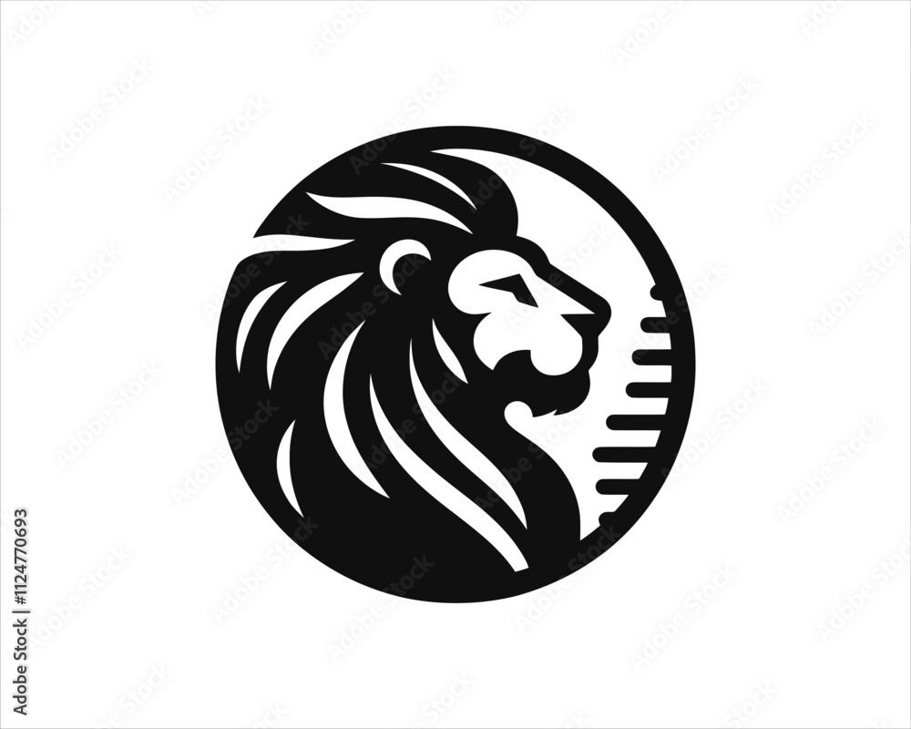 Lion Logo Design Vector Template. Lion Head Logo Icon Vector illustration. Black and white Lion head vector illustration.
