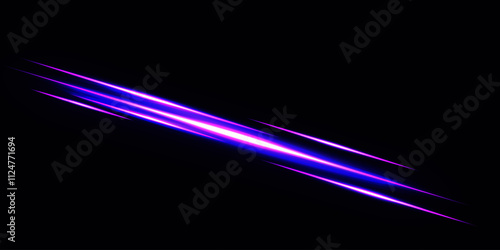 Pink laser beams isolated on a black background. Glowing stripes. Abstract vector illustration.