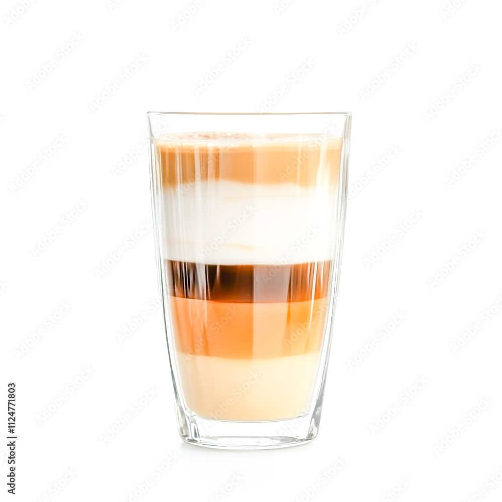 custom made wallpaper toronto digitallayered latte macchiato in tall clear glass isolated on white background