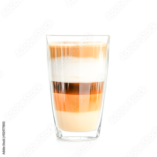 Wallpaper Mural layered latte macchiato in tall clear glass isolated on white background Torontodigital.ca