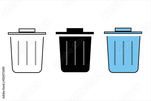 delete icon set. trash bin icon set. trash can icon. delete button set. dustbin and garbage box icon. delete icon for app, ui and website. recycle bin. vector illustration on white background