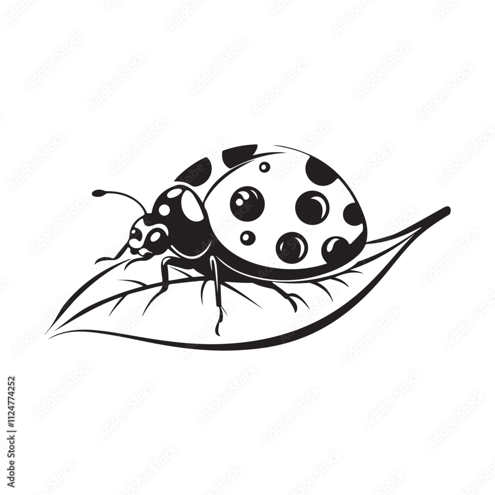 Lady Bug Leaf Images Vector isolated on white background.