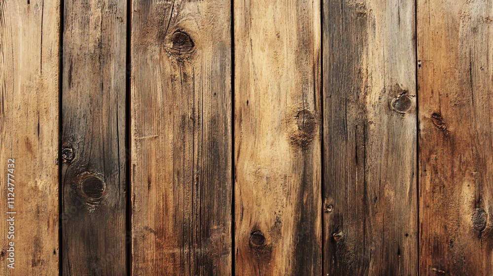 Fototapeta premium Weathered vertical wooden boards creating a rustic and textured background