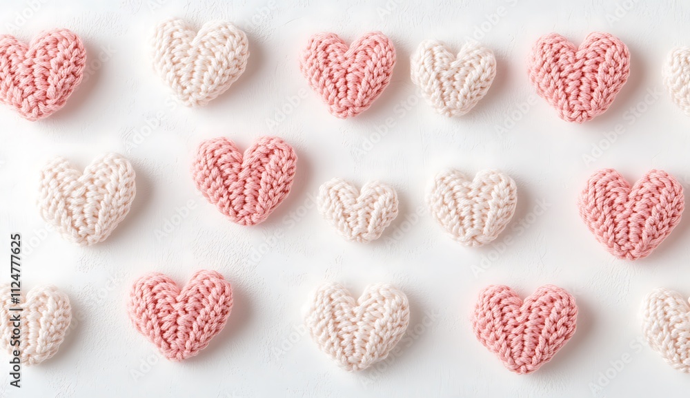 A pink Valentine's Day background with heart-shaped paper cutouts A pink Valentine's Day background with heart-shaped paper cutouts