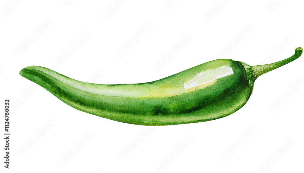 Vibrant Green Chili Pepper Watercolor Painting Spicy Food Ingredient Cooking Culinary Art Vibrant Green Chili Pepper Watercolor Painting Spicy Food Ingredient Cooking Culinary Art