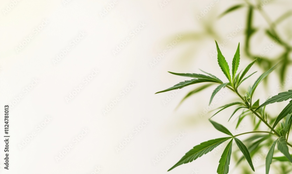Cannabis plant leaves close-up, vibrant green foliage, soft background, natural beauty, botanical details Cannabis plant leaves close-up, vibrant green foliage, soft background, natural beauty, botanical details