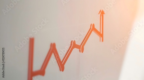 Detailed line graph illustrating steady GDP growth over time, clean white background with subtle shadows highlighting the upward trend, professional economic analysis visualization.