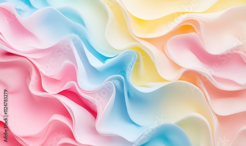 Colorful wavy fabric texture, soft pastel hues, flowing patterns, smooth gradients, vibrant colors, artistic design