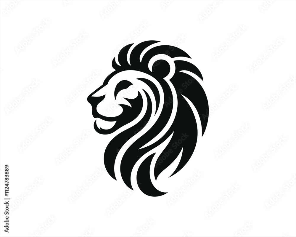 Fototapeta premium Lion Logo Design Vector Template. Lion Head Logo Icon Vector illustration. Black and white Lion head vector illustration.