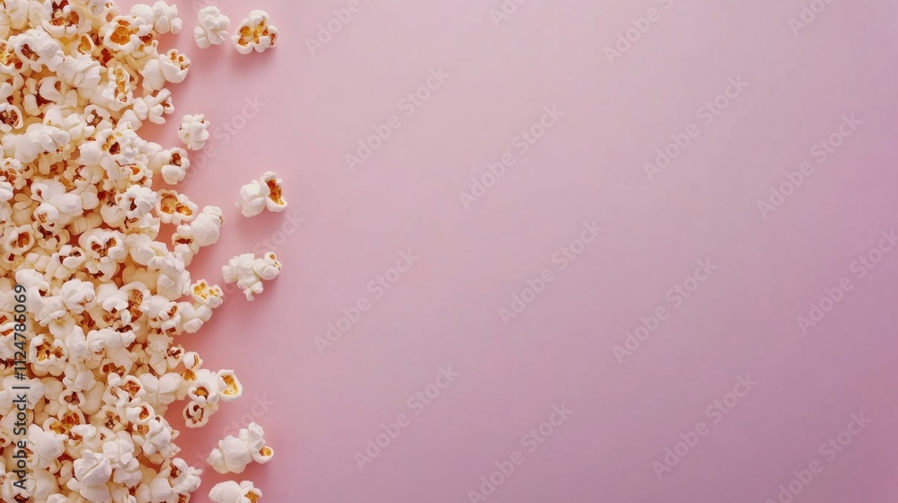 Movie night theme with a vertical top-down shot of popcorn and a clapperboard on a pink background, offering space for your message Movie night theme with a vertical top-down shot of popcorn and a clapperboard on a pink background, offering space for your message
