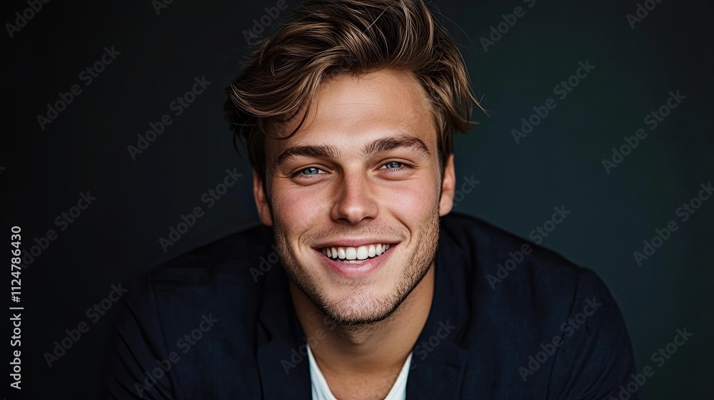 Portrait of a smiling young man. Concept of happiness, success, and confidence. Portrait of a smiling young man. Concept of happiness, success, and confidence.