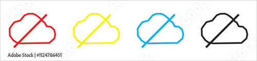 Cloud off icon - no cloud computing sign disable icons - clouds offline symbol in outline, line, fill, filled for apps and website