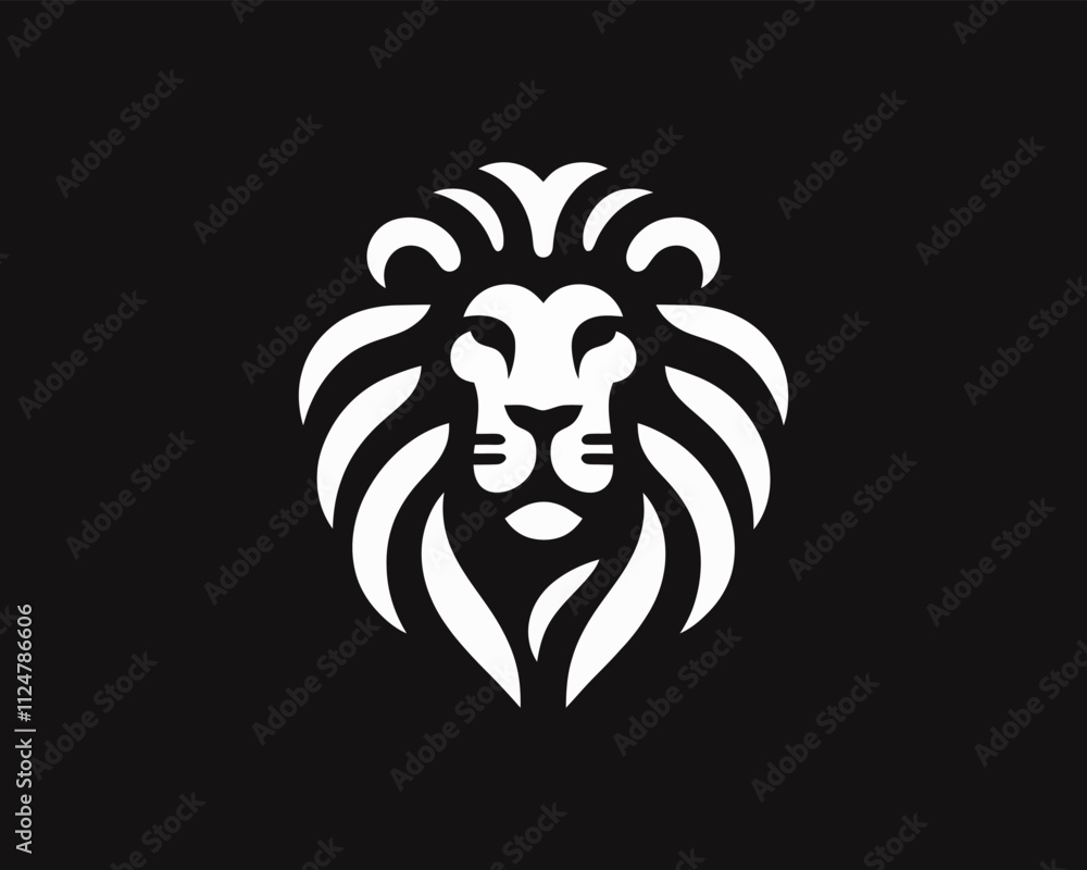 Lion Logo Design Vector Template. Lion Head Logo Icon Vector illustration. Black and white Lion head vector illustration. Lion Logo Design Vector Template. Lion Head Logo Icon Vector illustration. Black and white Lion head vector illustration.