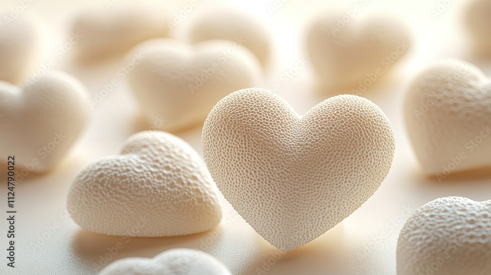 subtle embossed heart pattern adorns matte cream background softly glowing under natural light with abundant copy space subtle embossed heart pattern adorns matte cream background softly glowing under natural light with abundant copy space