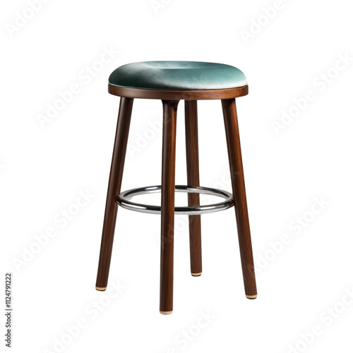 Modern design stool with a round velvet cushion with transparent PNG