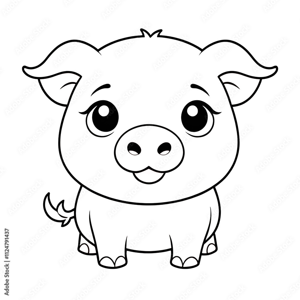 Fototapeta premium Adorable coloring page featuring cute animals. Perfect for kids' activity books, educational materials, and creative projects