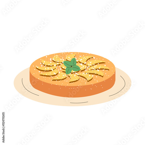 Tarte tatin. French cuisine, food, dish. Vector illustration isolated on white background