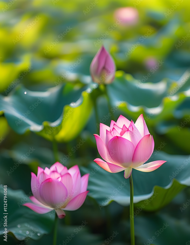 Pink Lotus Flowers in a Pond Pink Lotus Flowers in a Pond