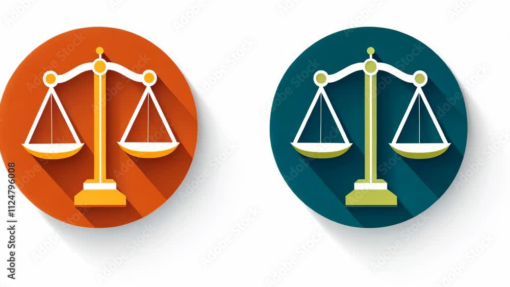 Legal symbols representing justice and equality in a modern graphic design style Legal symbols representing justice and equality in a modern graphic design style