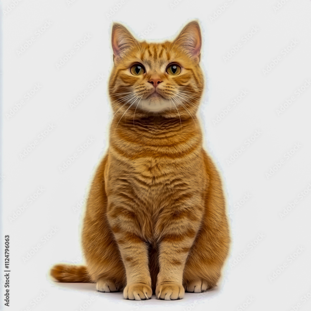Cute ginger tabby cat sitting isolated on Transparent background. Cute ginger tabby cat sitting isolated on Transparent background.