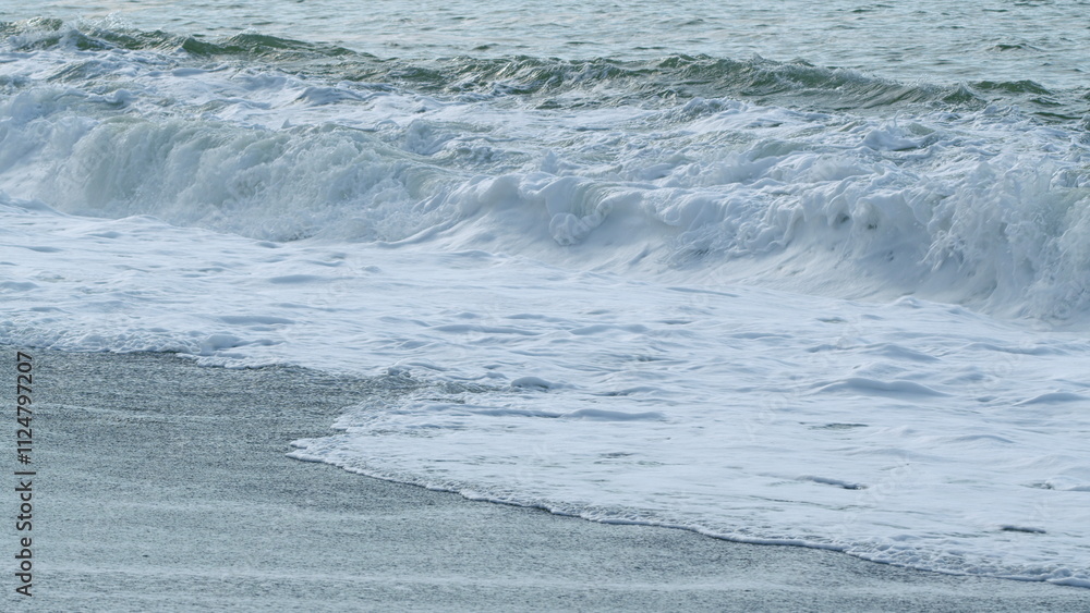 Heavy Wave Breaking. Beautiful Dark Sea Surface. Storm Warning On Coast. Slow motion. Heavy Wave Breaking. Beautiful Dark Sea Surface. Storm Warning On Coast. Slow motion.