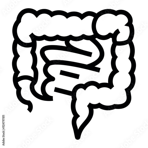 Inflammatory bowel disease line black icon. Vector isolated button.