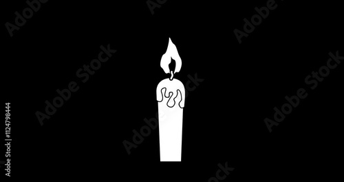 Candle animation with wiggling fire. Alpha channel. Transparent background.
